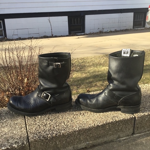 FRYE John Addison Style Black Engineer Motorcycle Boots Size 10 - Picture 6 of 14